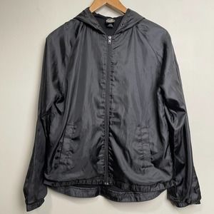 Distressed Santa Cruz Graphic Hooded Windbreaker Full Zip Track Jacket Black M